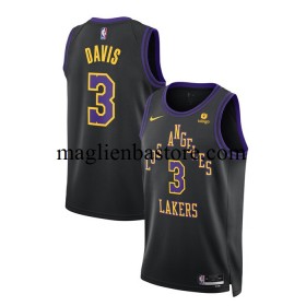 Maglia NBA Los Angeles Lakers Anthony Davis 3 Nike 2023-2024 City Edition Nero Swingman - Uomo